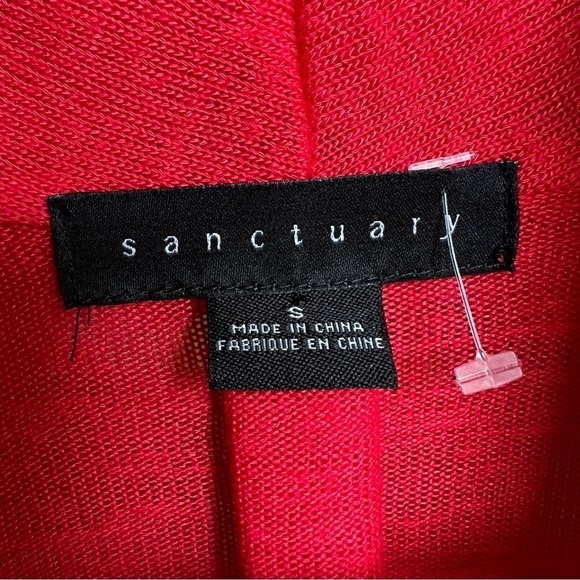 Sanctuary Women’s Cherry Red Gathered Knot Soft Knit Plunge Neck Sweater, Small - Picture 6 of 10